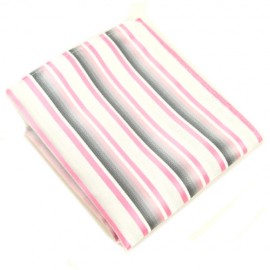 Pink and Silver Fine Stripe Pocket Square